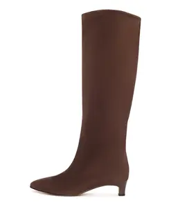 Элегантные замшевые сапоги до колена - темно-коричневые. Cesare Gaspari, коричневый