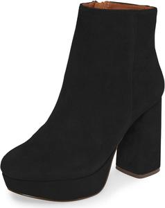 Женские ботильоны YDN с круглым носком на платформе, массивными высокими каблуками, из замши, для вечерних и праздничных мероприятий, с боковой молнией