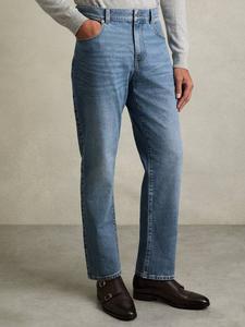 Прямые джинсы Mango Bishopsgate с завышенной талией Reiss, Mid Blue Wash