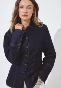 Блузка с завышенной талией и пуговицами Na-Kd, Dark Blue