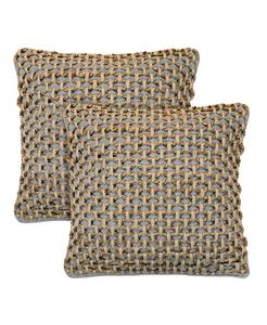 Набор из 2 декоративных подушек Jada из джута, 20 x 20 дюймов Boho Living, синий