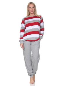 NORMANN Пижама с длинными рукавами, манжетами и полосками красного цвета