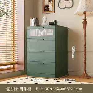 Yu Senyi Комод 91,3х60х50 см для гостиной и спальни из металла, 5 ящиков, винтажный зеленый