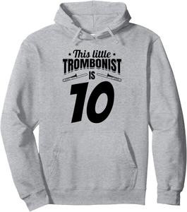 Этому маленькому тромбонисту 10 лет. Детская толстовка с изображением тромбона на день рождения Trombone Player Kids Trombonist Birthday, серый