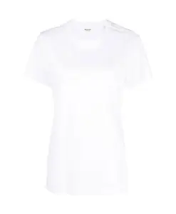 Белая хлопковая футболка с вышитым логотипом Marant Ãtoile, белый