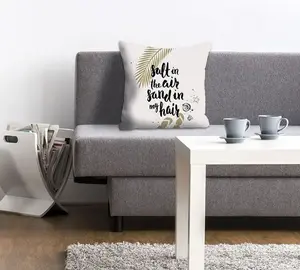 Декоративная подушка Queence "Соль и Песок", с надписью, чехол без наполнения, 1 шт 40х40 см, цвет goldfarben + bedruckt