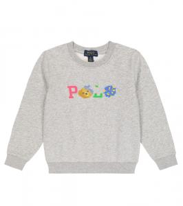 Логотип свитшота из хлопкового микса Polo Ralph Lauren Kids, Sc01 Andover Heather