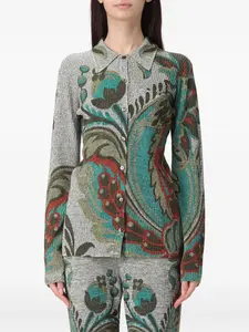 Рубашка в рубчик с узором «пейсли» Etro, серый