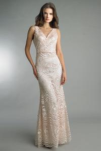 Вечернее платье с короткими рукавами и V-образным вырезом, вышитое Basix Black Label, розовый