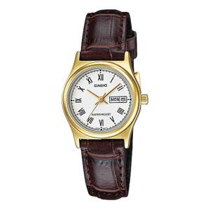 Часы CASIO Waterproof Quartz 25mm /White Brown Analog, коричневый