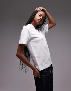 Футболка свободного кроя ARKET из тяжелого джерси белого цвета