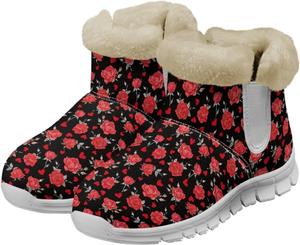 Женские зимние ботинки с противоскользящей подошвой, утепленные мемори-фоамом, с меховой отделкой для улицы Glomenade, Roses
