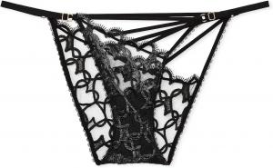 Трусики-бикини Victoria's Secret с вышитыми мерцающими сердечками, регулируемые, черного цвета, новые, Black