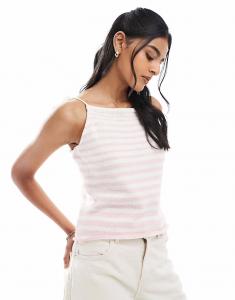 Трикотажная майка ASOS DESIGN в розовую полоску