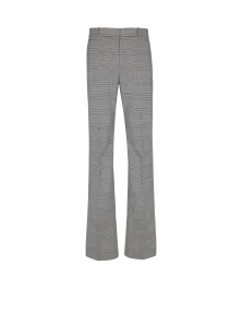 Брюки с вытачками из шерсти в клетку "Принц Уэльский" Balmain, черный