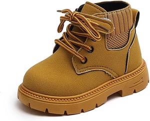 Детские ботинки для девочек и мальчиков, боевые, для походов и снега, водонепроницаемые, с нескользящей подошвой, модные рабочие ботинки на щиколотку с шнуровкой и боковой молнией для маленьких и больших детей Generic, A01 Yellow