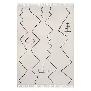 Племенной плоский коврик с кисточками в стиле Мойра Nuloom, 153x244 см