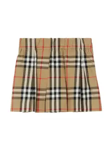Клетчатая юбка со складками BURBERRY KIDS, нейтральный