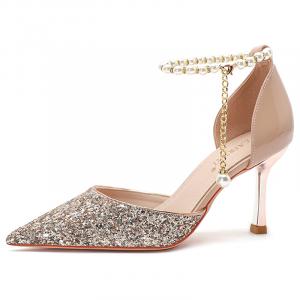 Тонкий каблук Высокие каблуки 5 см 7,5 см Женские Шампань Ланца