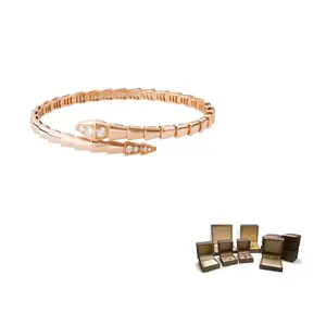 BVLGARI 18k розовое золото браслет Serpenti Viper с бриллиантами