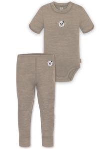 Normani Outdoor Sports Детский боди с короткими рукавами из мериносовой шерсти «Tihoi» и штанишки «Tutira» бежевого цвета