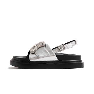 Old Meow Женские повседневные босоножки на плоской подошве с одной застежкой 3,5 см серебристые, цвет Silver