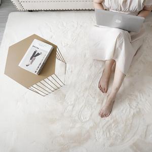 Budis Ковер 200х300 см из искусственного кроличьего меха, для спальни/гостиной, толстый длинный ворс, бежевый, в современном минималистском стиле