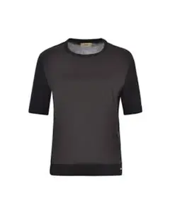 Черная футболка с круглым вырезом и вставкой из трикотажа Herno, черный