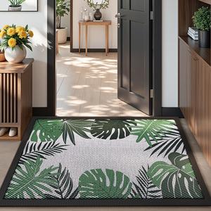 Dajiang Ковер 80х120 см для прихожей, эластичный, моющийся, износостойкий, нескользящий, с узором Cloud Leaf Shadow