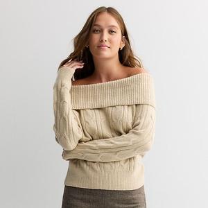 Длинный свитер с открытыми плечами для подростков Madden Girl, Sand