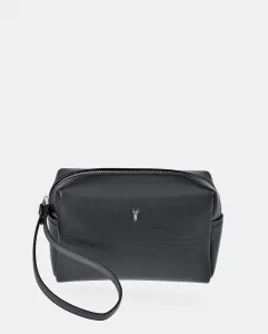 Маленькая мужская косметичка на молнии Yanko из черной кожи