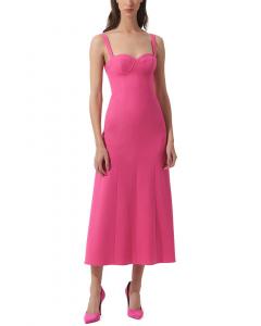 Платье-бюстье Carolina Herrera из шерстяной смеси с тонкими бретельками миди, красный