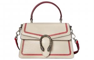 GUCCI Кожаная наплечная сумка dionysus, кроссбоди, маленькая женская сумка ivory white