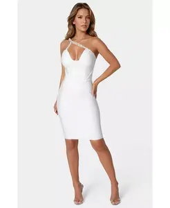 Женское платье-бандаж с корсетом и кристаллами Bebe, белый