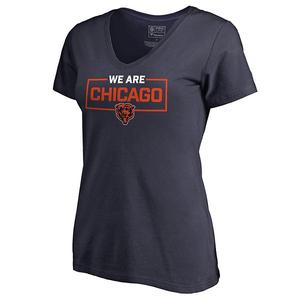 Женская футболка Chicago Bears We Are Icon с V-образным вырезом в темно-синем цвете Unbranded