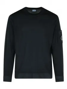 Ребристый свитер с круглым вырезом и карманом C.P. Company, черный