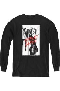 Футболка с длинным рукавом Batman Inked Quinn для подростков Gildan, черный