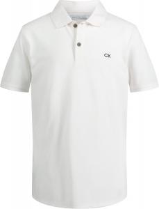 Поло Calvin Klein для мальчиков с коротким рукавом из микропике, застежка на пуговицы, мягкое и удобное., Classic White