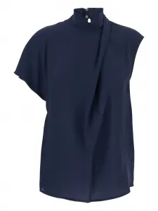 Блузка с высокой горловиной и драпировкой Tela, синий