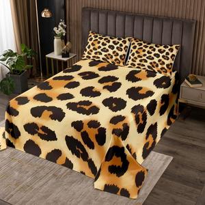 Erosebridal Комплект постельного белья Leopard Print с леопардовым принтом в коричнево-желтых тонах из мягкого стеганого материала, Multi 08
