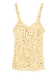 Вязаный топ с ромашками и бретельками Judy Turner, желтый