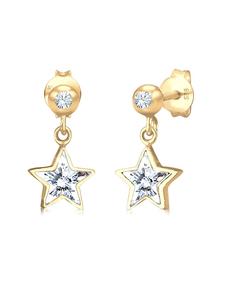 Elli Серьги из серебра 925 пробы со звездами, астрономические, в золотой оправе