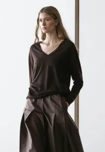 Свободный джемпер с v-образным вырезом Massimo Dutti, Dark Brown