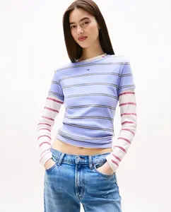 Женская футболка с узким рифлением Tommy Jeans, светло-голубой