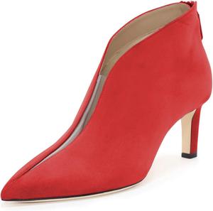 Женские ботильоны YDN с заостренным носком, V-образным вырезом, средним каблуком, искусственной замшей, молнией из ПВХ, для выпускного или вечеринки, короткие ботинки, размер 4-15 US, Red