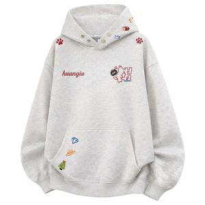 Толстовка Unisex Hooded Thickened Regular HUANQIU, белый heather серый