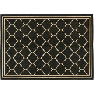 Внутренний ковер с зубчатым краем, решетчатый, для улицы и двора Safavieh, черный, 244x336 см