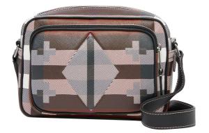 Сумка через плечо из телячьей кожи Классическая мужская модель Тёмный берёзовый коричневый/белый Burberry