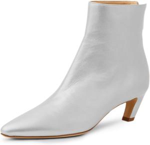 Женские ботильоны YDN с заостренным носком и каблуком-кицтен, задняя молния, низкие каблуки, модная обувь для платья, повседневная, для женщин и девушек, осень-зима, размеры 4-16 US, Silver