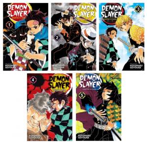 Demon Slayer: Kimetsu no Yaiba Manga Series 5-Book Collection Set I (Vol.1 to Vol.5) - Epic Taisho‑Era Adventure, Family Bond & Demonic Battles (VIZ Media LLC)